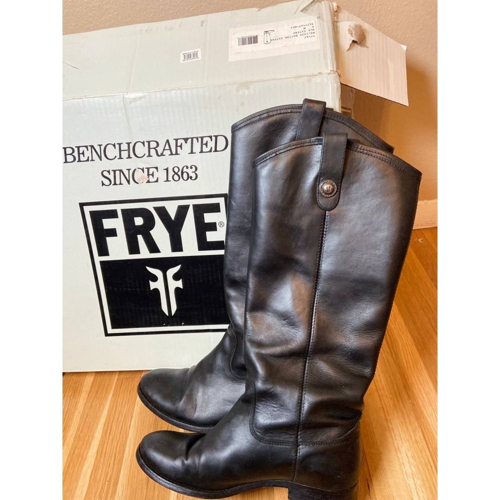 Frye Melissa Black Leather Tall Riding Boots Size 6